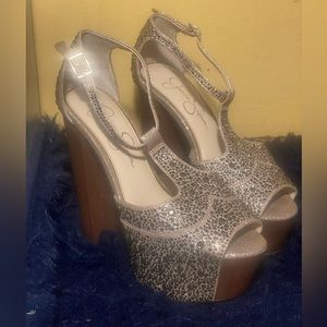 Jessica Simpson Silver Rhinestone Heels